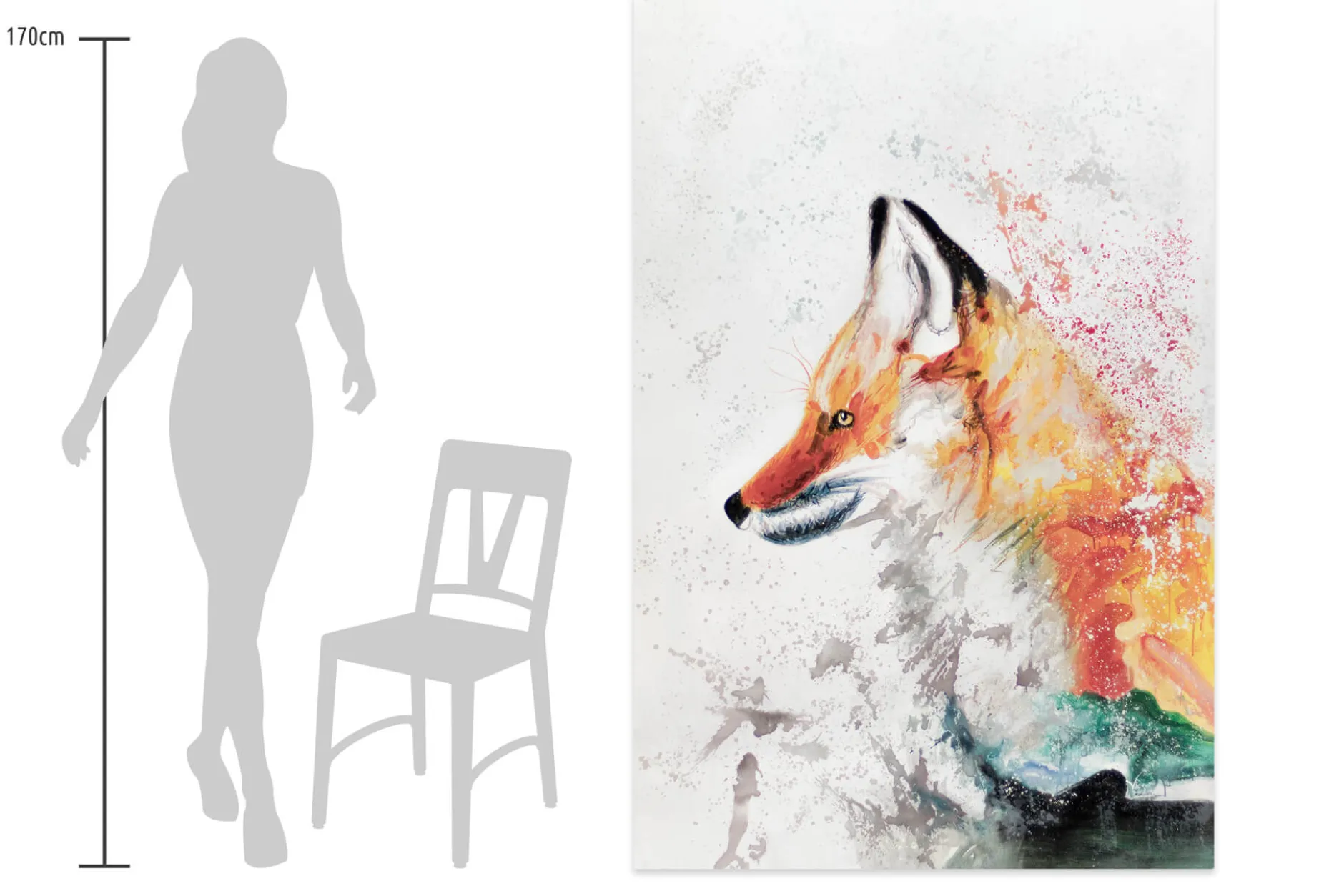 XXL Öl Gemälde 'Patient Fox' | Handgemaltes Unikat