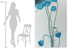 XXL Öl Gemälde 'Poppy in Blue' | Handgemaltes Unikat