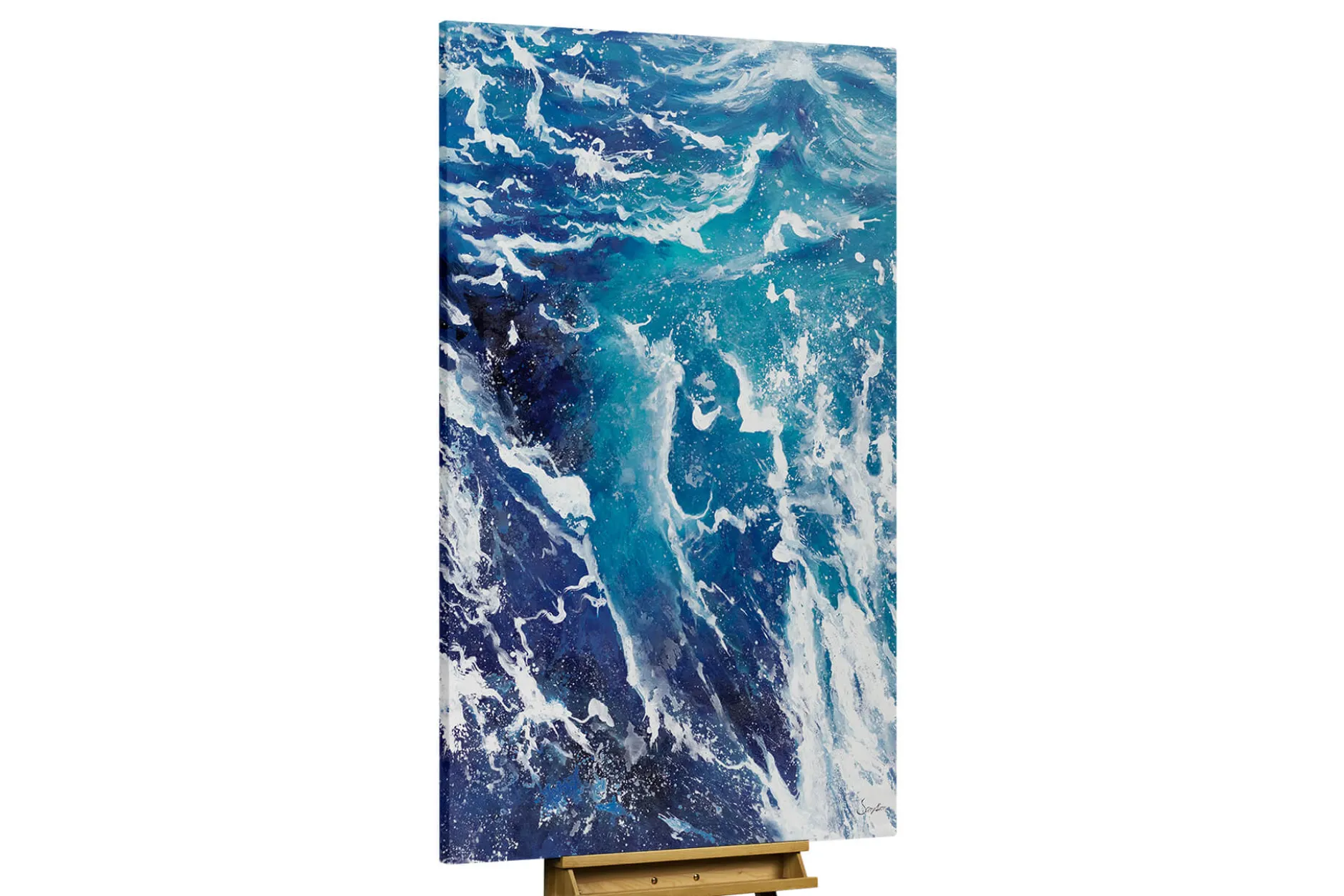 XXL Öl Gemälde 'Powerful Waves' | Handgemaltes Unikat