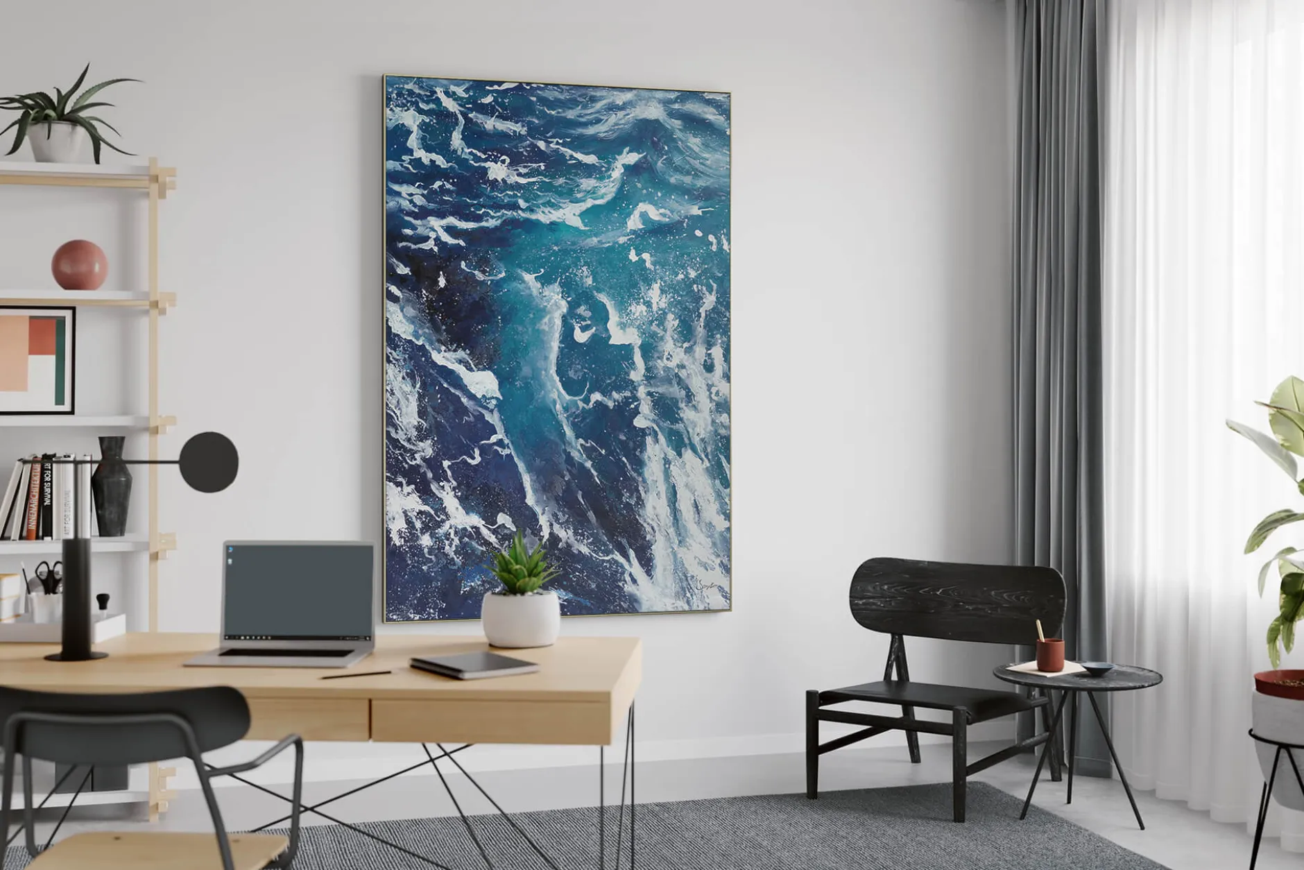 XXL Öl Gemälde 'Powerful Waves' | Handgemaltes Unikat