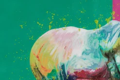 XXL Öl Gemälde 'Rainbow Rhinozeros' | Handgemaltes Unikat