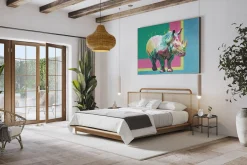 XXL Öl Gemälde 'Rainbow Rhinozeros' | Handgemaltes Unikat