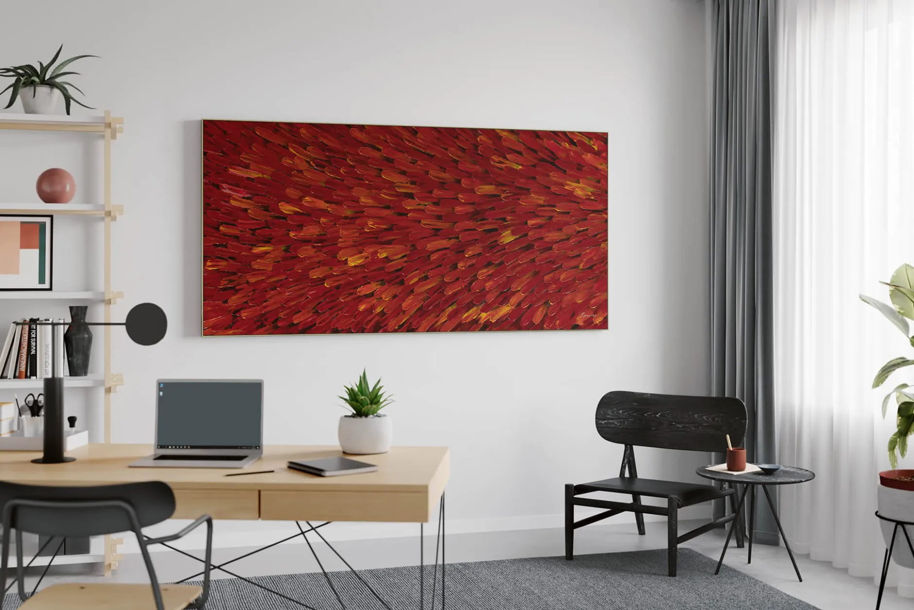 XXL Öl Gemälde 'Red Feather Dress' | Handgemaltes Unikat