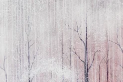 XXL Öl Gemälde 'Red Sun in White Winter' | Handgemaltes Unikat
