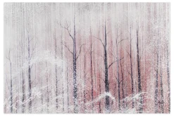 XXL Öl Gemälde 'Red Sun in White Winter' | Handgemaltes Unikat