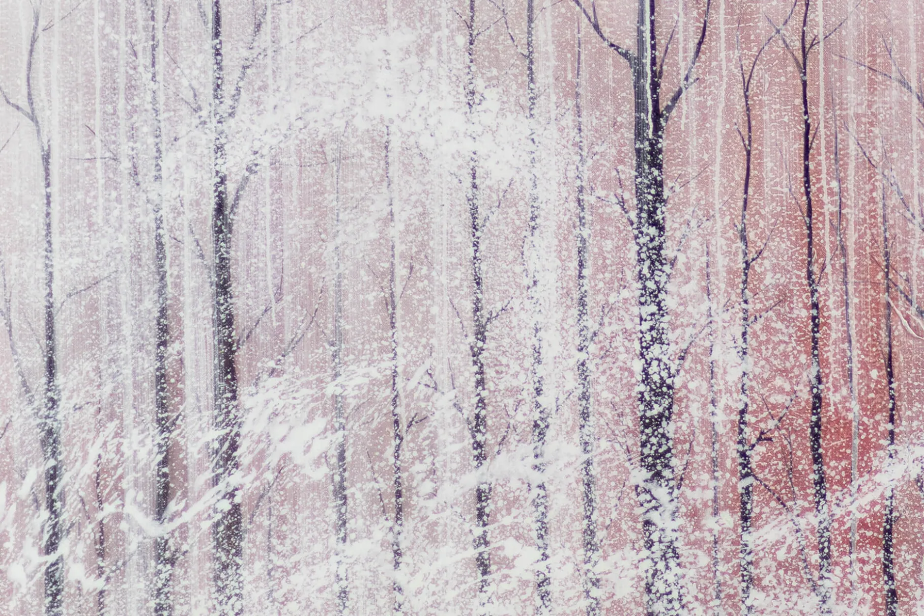 XXL Öl Gemälde 'Red Sun in White Winter' | Handgemaltes Unikat
