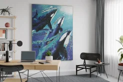XXL Öl Gemälde 'Reise der Orcas' | Handgemaltes Unikat