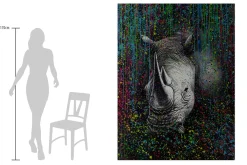 XXL Öl Gemälde 'Rhino Rainbow' | Handgemaltes Unikat