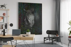 XXL Öl Gemälde 'Rhino Rainbow' | Handgemaltes Unikat