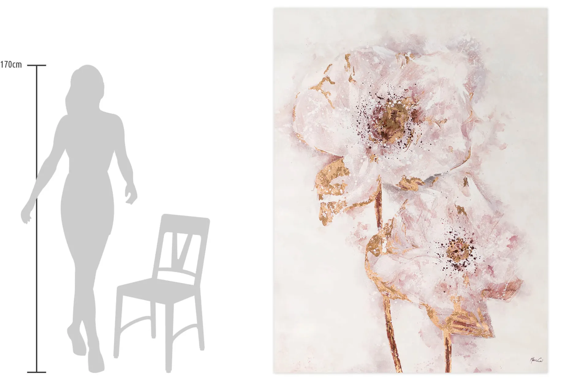 XXL Öl Gemälde 'Rosa Blütenpaar' | Handgemaltes Unikat