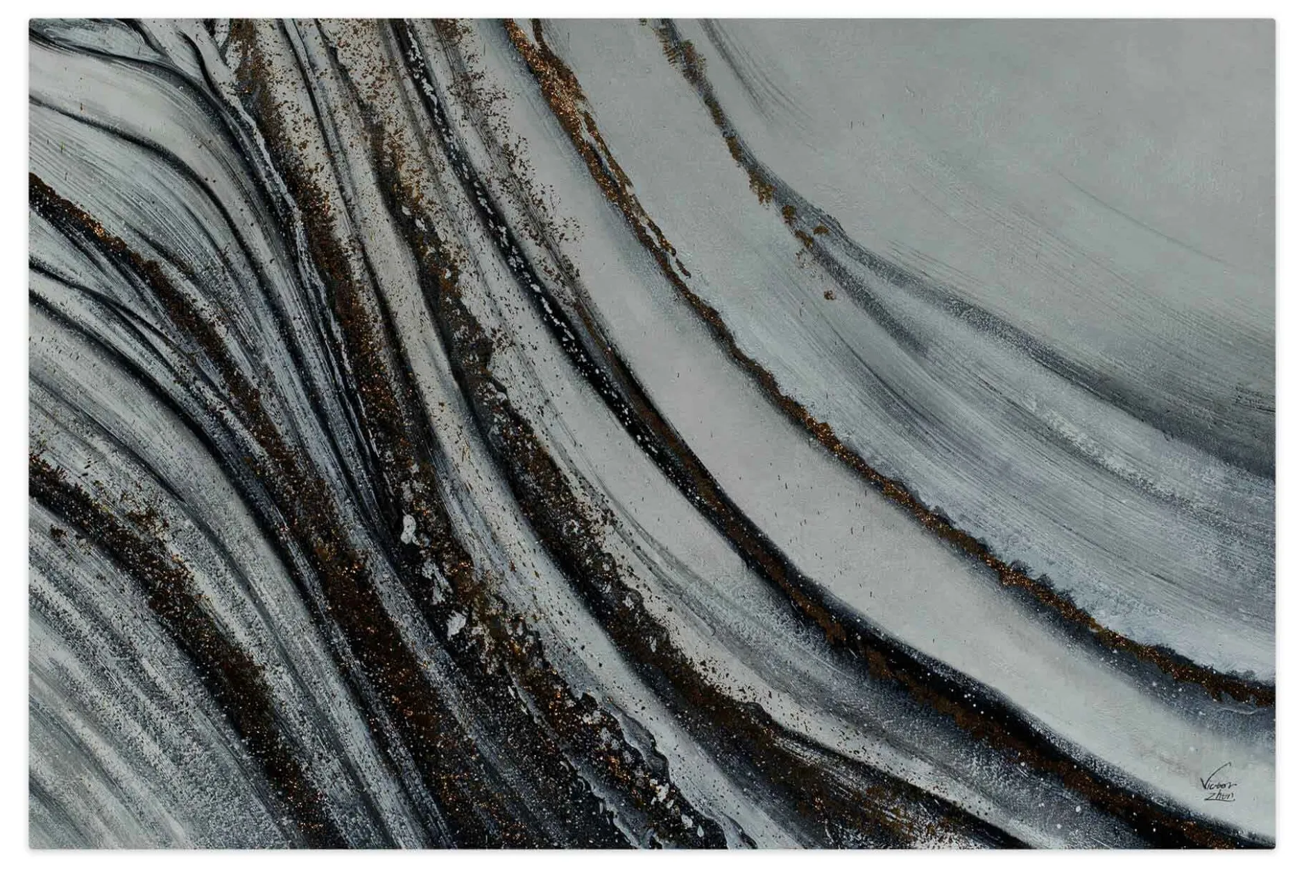 XXL Öl Gemälde 'Silver Streams' | Handgemaltes Unikat