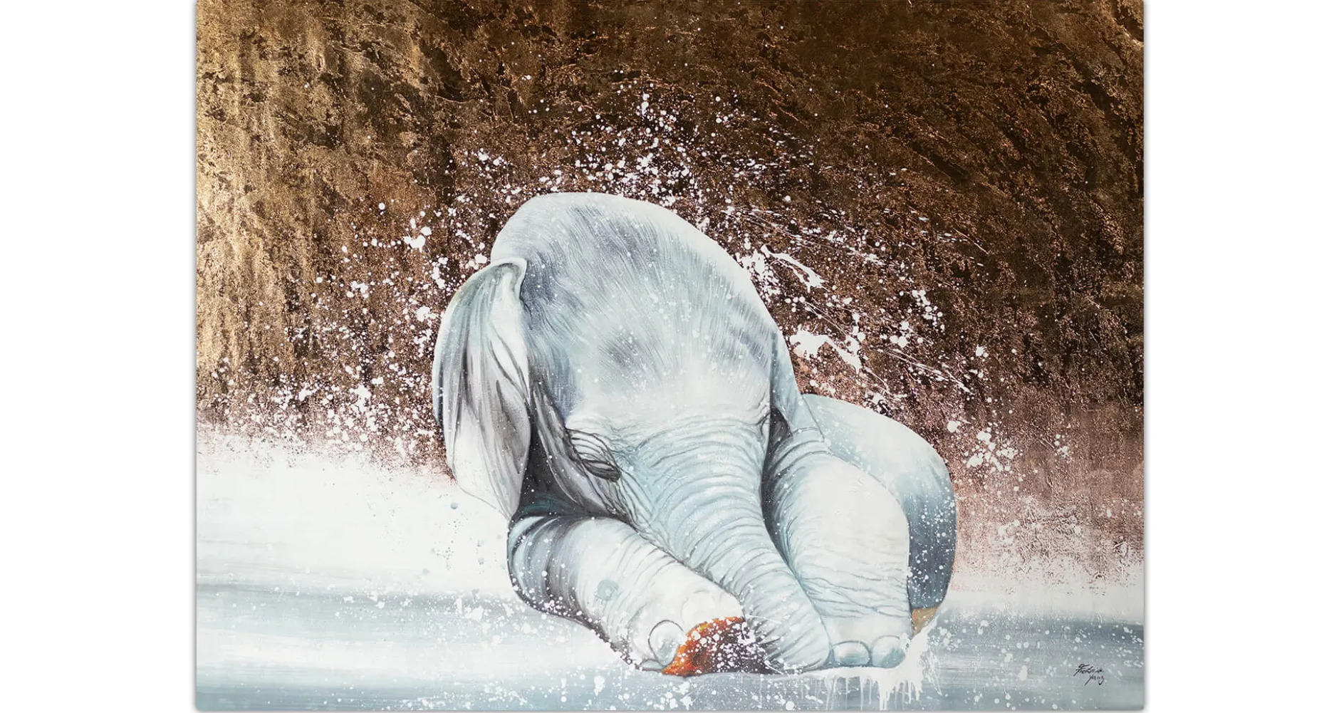 XXL Öl Gemälde 'Sleepy Elephant' | Handgemaltes Unikat