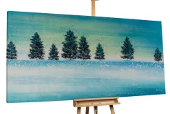 XXL Öl Gemälde 'Snowy Turquoise' | Handgemaltes Unikat