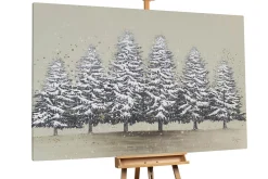 XXL Öl Gemälde 'Stiller Winterwald' | Handgemaltes Unikat