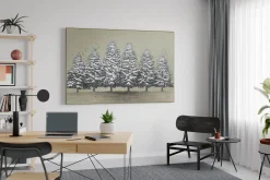 XXL Öl Gemälde 'Stiller Winterwald' | Handgemaltes Unikat