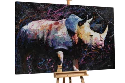 XXL Öl Gemälde 'Stolzes Rhino' | Handgemaltes Unikat