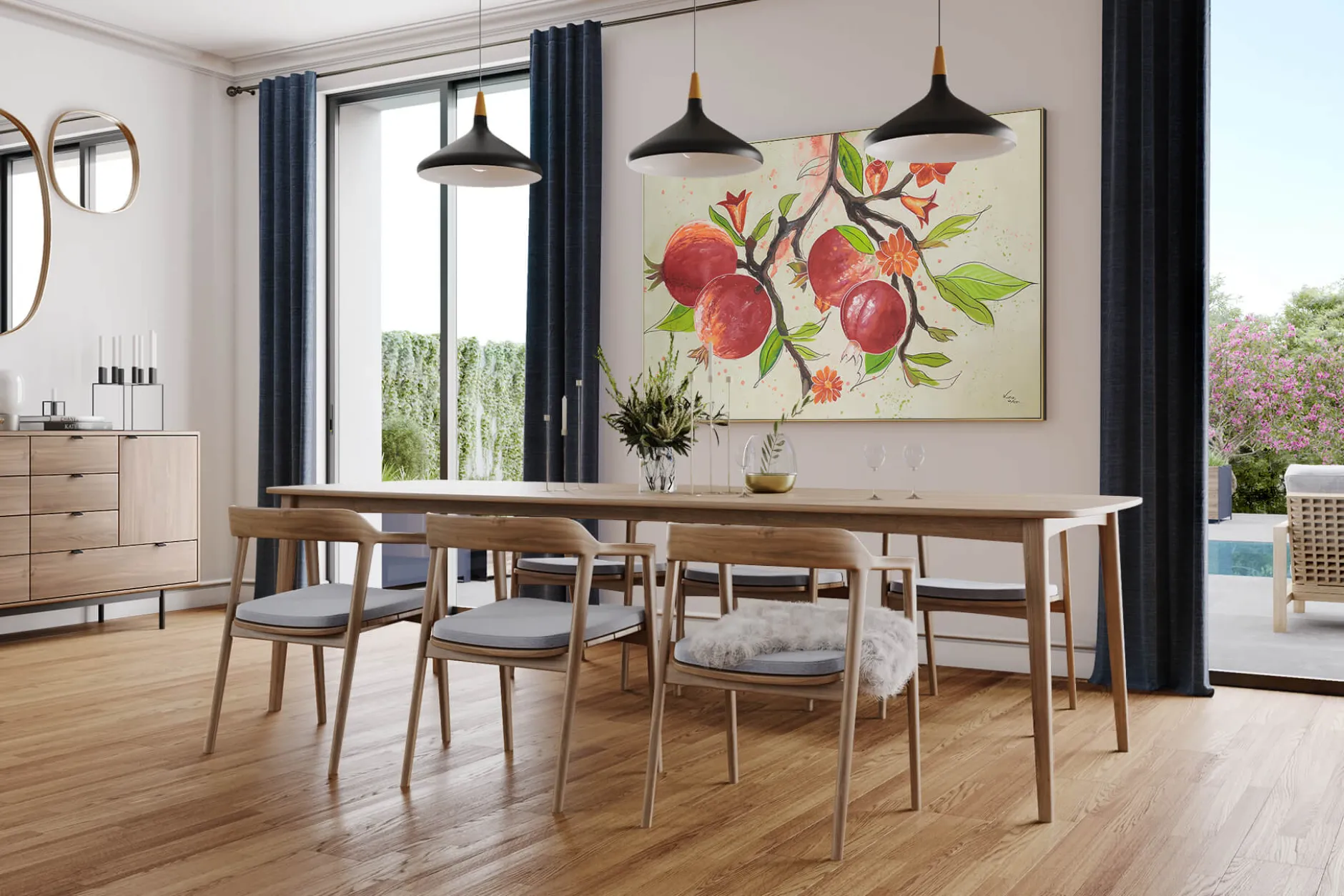XXL Öl Gemälde 'Summer Pomegranate' | Handgemaltes Unikat