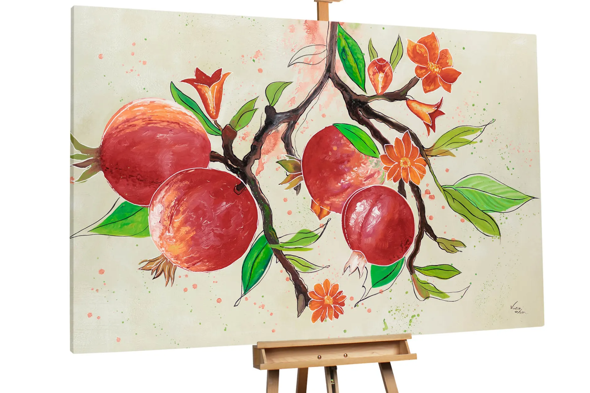 XXL Öl Gemälde 'Summer Pomegranate' | Handgemaltes Unikat