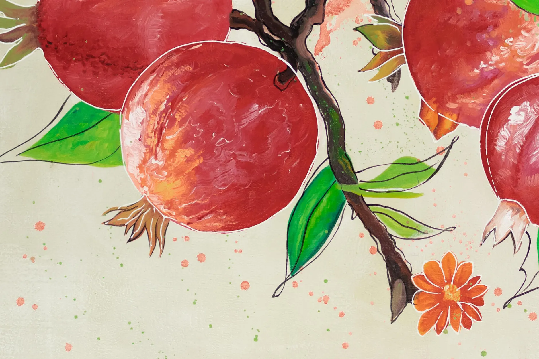 XXL Öl Gemälde 'Summer Pomegranate' | Handgemaltes Unikat