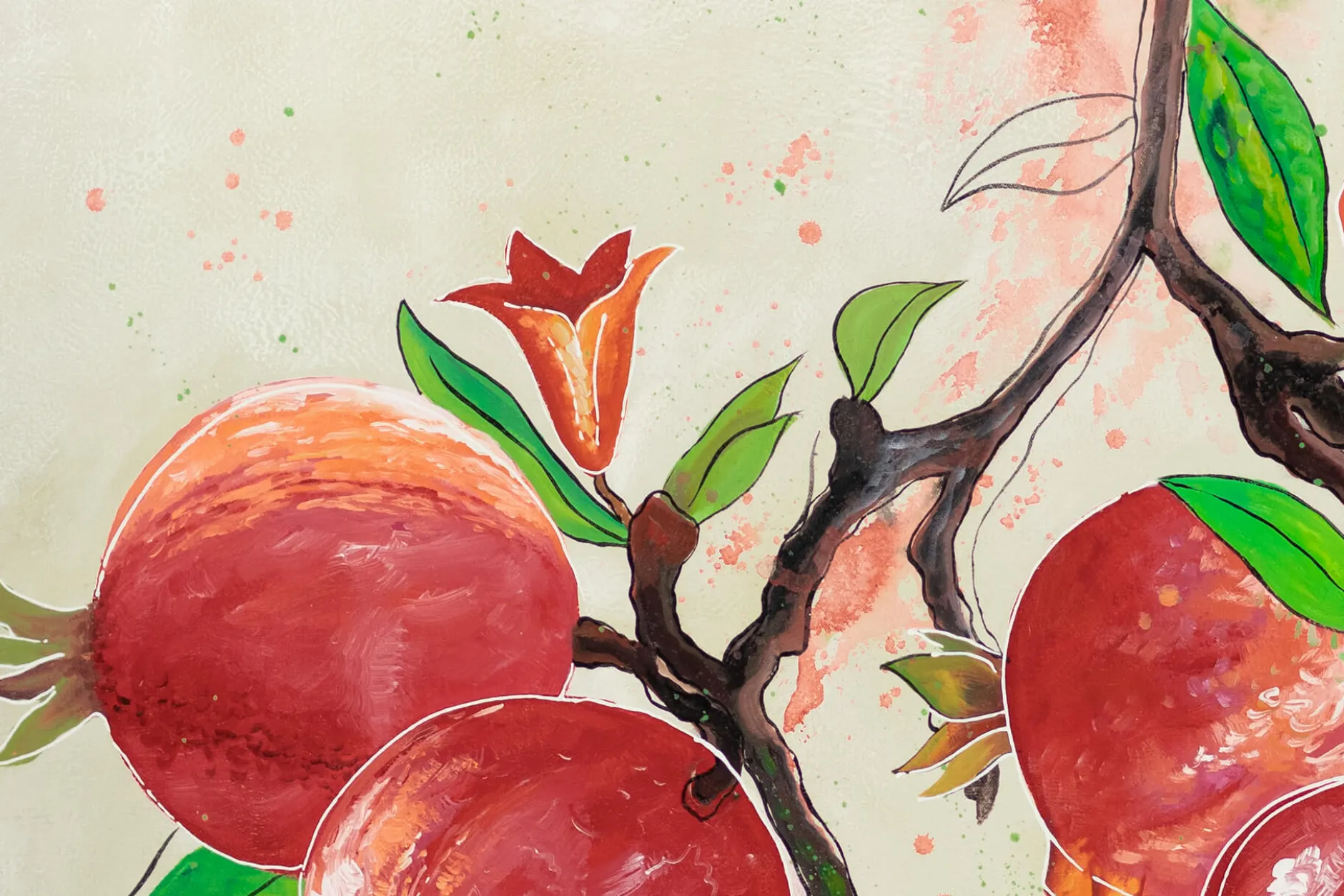 XXL Öl Gemälde 'Summer Pomegranate' | Handgemaltes Unikat