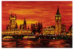 XXL Öl Gemälde 'Sunset over London' | Handgemaltes Unikat