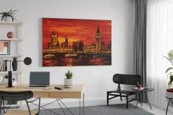 XXL Öl Gemälde 'Sunset over London' | Handgemaltes Unikat