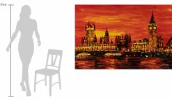 XXL Öl Gemälde 'Sunset over London' | Handgemaltes Unikat