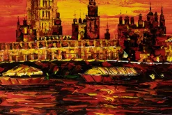 XXL Öl Gemälde 'Sunset over London' | Handgemaltes Unikat