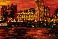 XXL Öl Gemälde 'Sunset over London' | Handgemaltes Unikat