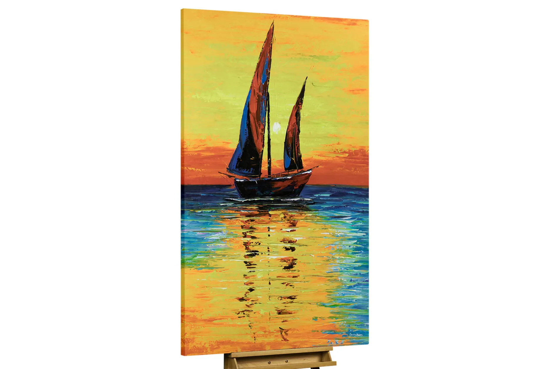 XXL Öl Gemälde 'Sunset Sailing' | Handgemaltes Unikat