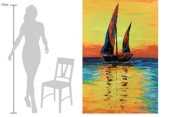 XXL Öl Gemälde 'Sunset Sailing' | Handgemaltes Unikat