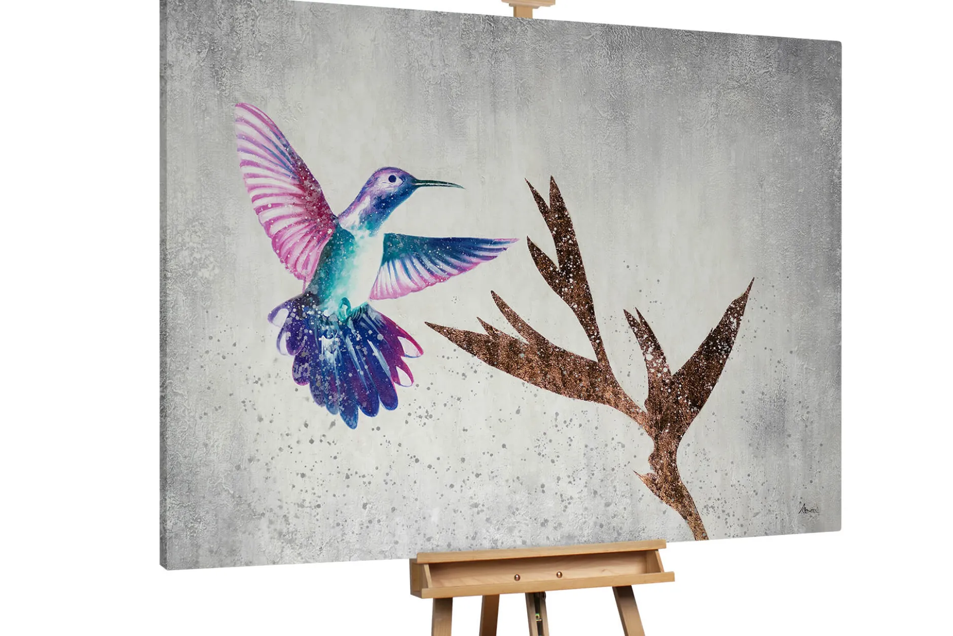 XXL Öl Gemälde 'Tanz des Kolibris' | Handgemaltes Unikat