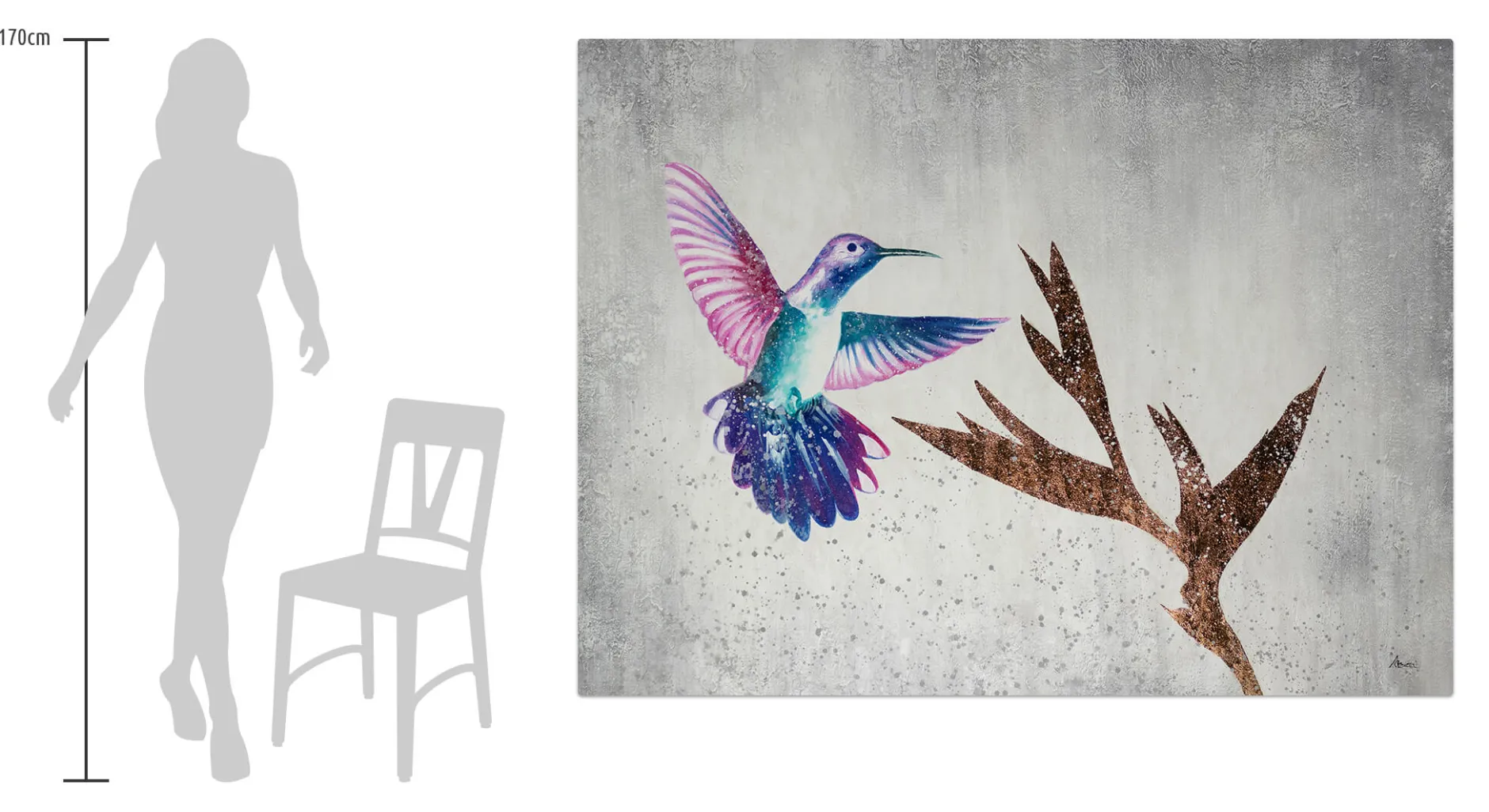 XXL Öl Gemälde 'Tanz des Kolibris' | Handgemaltes Unikat