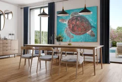 XXL Öl Gemälde 'Turquoise Turtle' | Handgemaltes Unikat