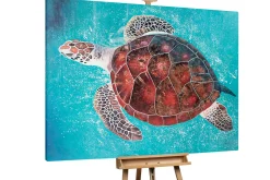 XXL Öl Gemälde 'Turquoise Turtle' | Handgemaltes Unikat