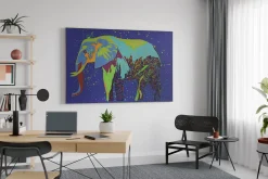 XXL Öl Gemälde 'Verharrender Elefant' | Handgemaltes Unikat