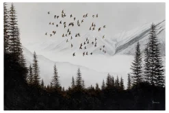 XXL Öl Gemälde 'Verschneite Berge' | Handgemaltes Unikat