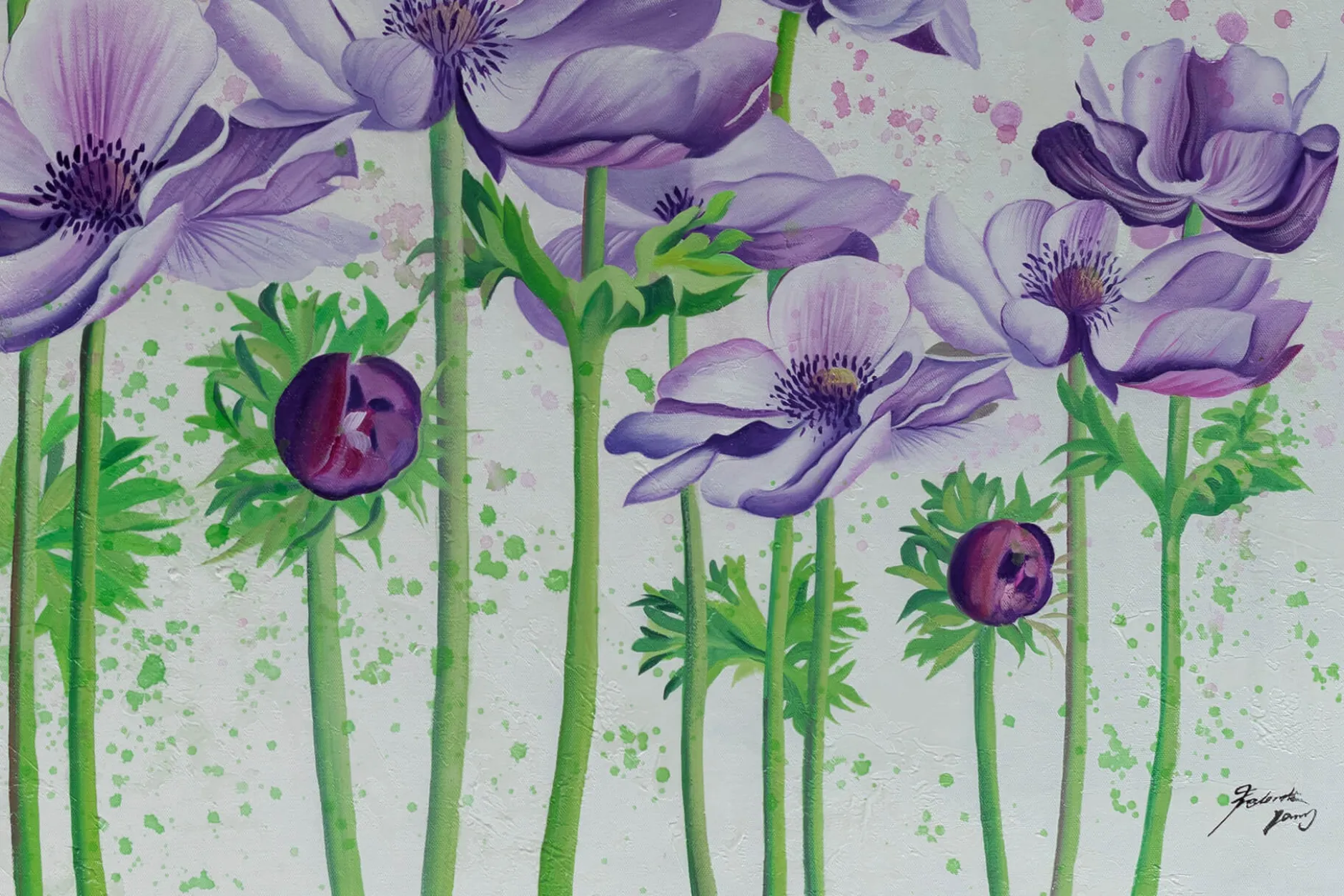 XXL Öl Gemälde 'Violettes Ensemble' | Handgemaltes Unikat