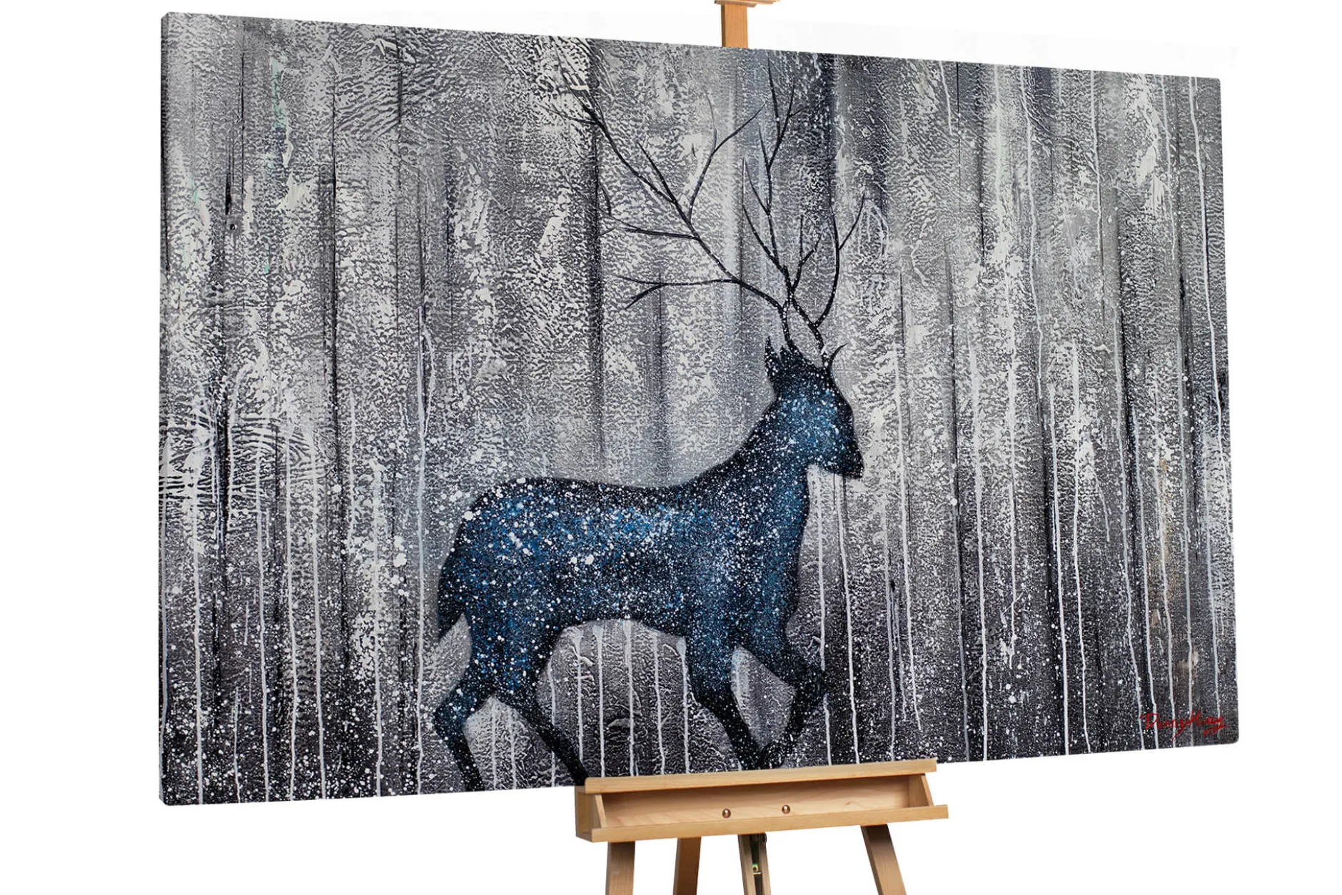 XXL Öl Gemälde 'Winterwald' | Handgemaltes Unikat