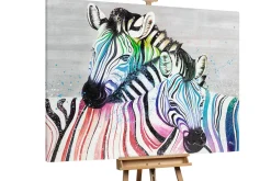 XXL Öl Gemälde 'Zweisamkeit der Zebras' | Handgemaltes Unikat
