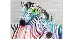 XXL Öl Gemälde 'Zweisamkeit der Zebras' | Handgemaltes Unikat